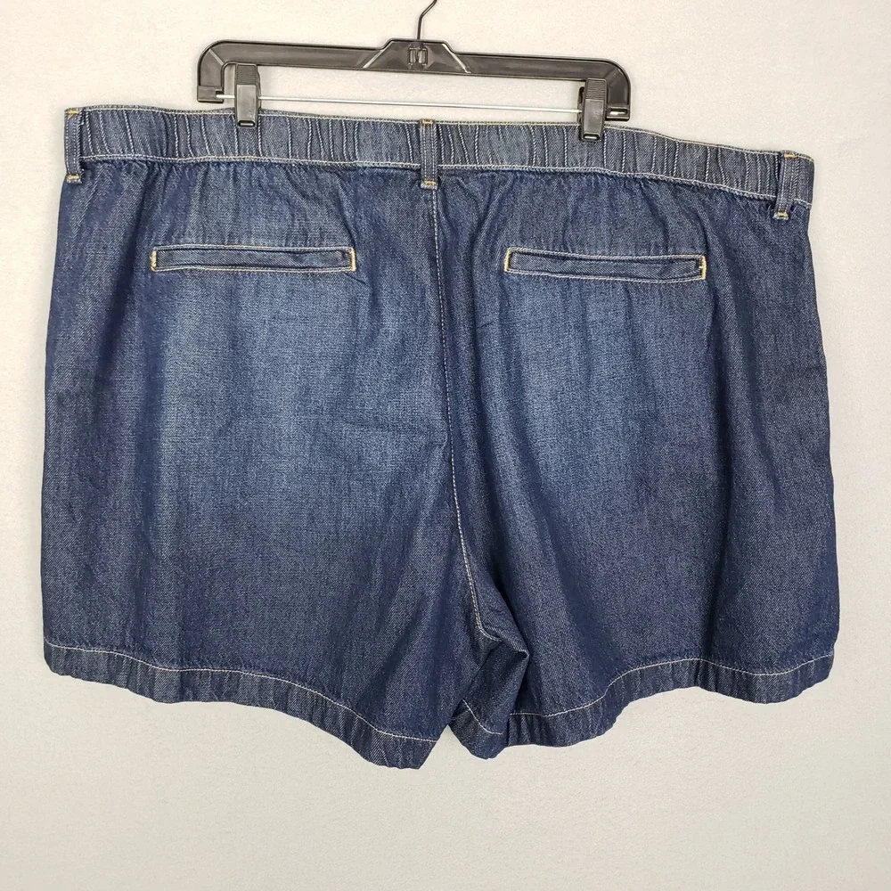 Terra & Sky Stretch Waisy Drapey Shorts Dark Wash Denim Casual Comfortable 26W